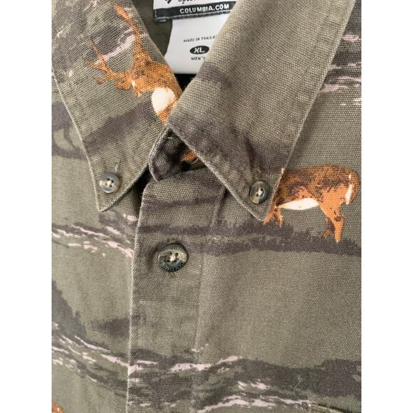Columbia River Lodge button up shirt deer print on green XL - Picture 10 of 10